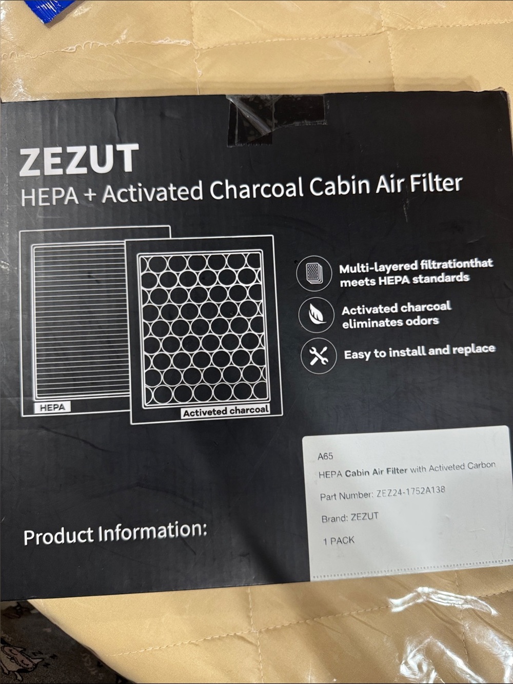ZEZUT HEPA + Activated Charcoal Cabin Air Filter